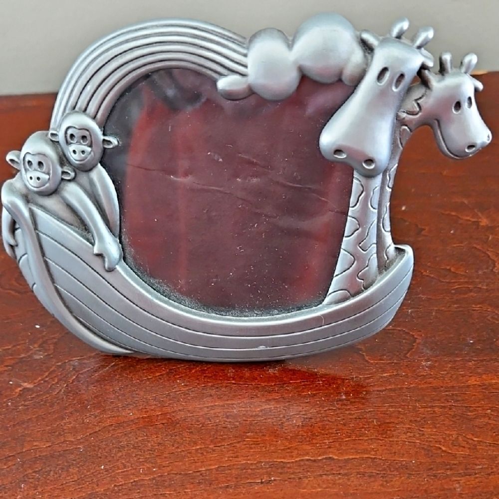 Cast Metal Kids Silver Noah's Ark Picture Frame